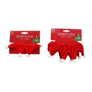 Xmas Pet Santa Collar Pom Poms