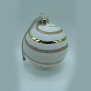 White Bauble with Gold Stripe