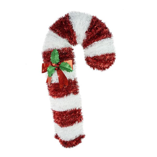 Buy Tinsel Candy Cane Plaque 60cm Christmas Decorations Online