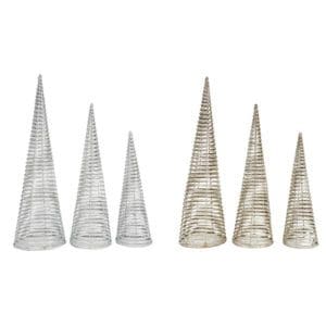 Glitter Rattan Cone Tree 3pc