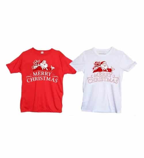 Adults Tshirt with Santa and Merry Christmas