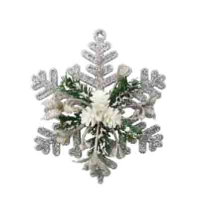 6"SNOWFLAKE SILVER WITH PINECONE
