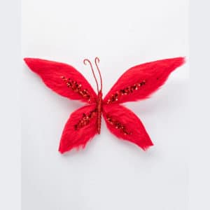 FUR BUTTERFLY CLIP RED