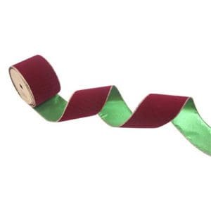 Burgundy & Green Velour Ribbon