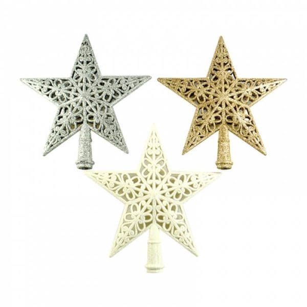 20 x 20cm Star Tree Topper Silver, Gold or White
