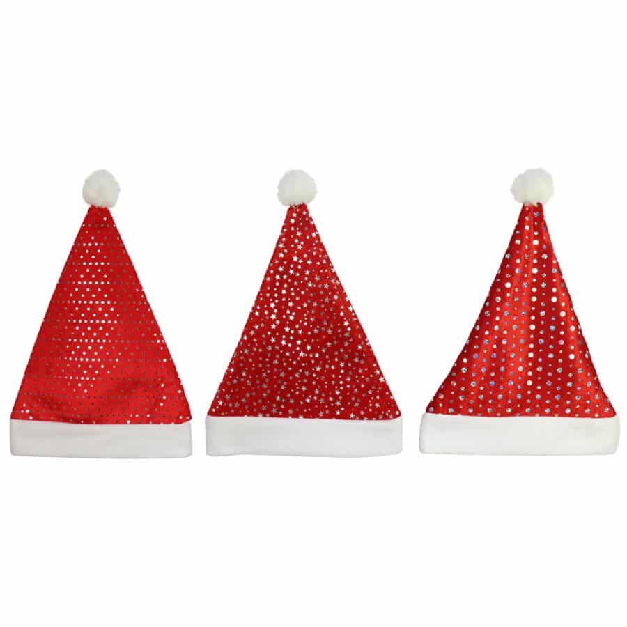 Buy Santa Hat Velvet Silver Foiled Christmas Decorations Online ...