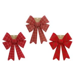 Red Flocked Check Bow XL