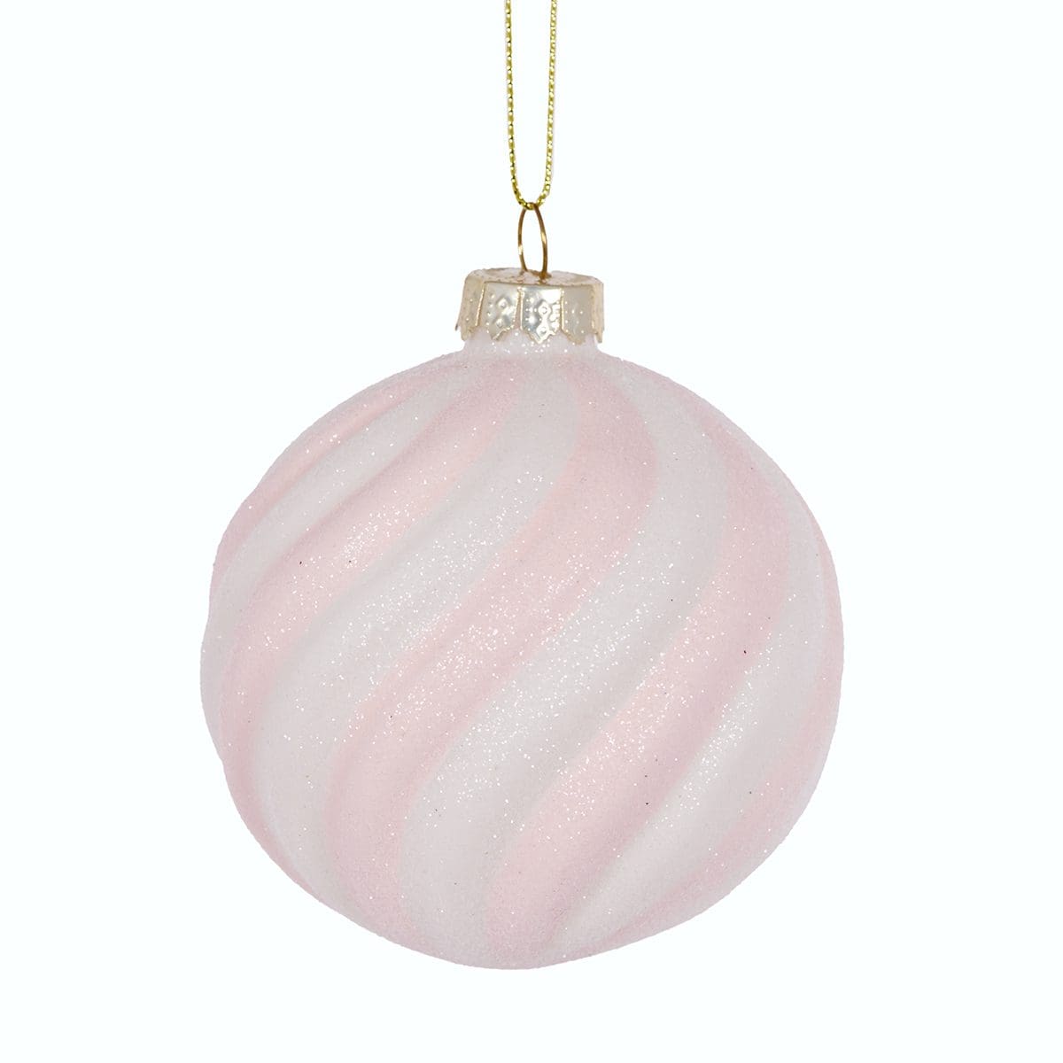 Pink & White Glitter Swirl Bauble